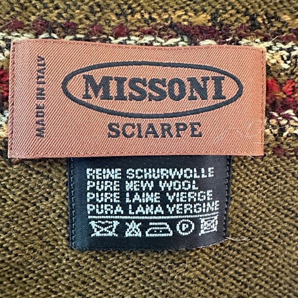 Missoni Italian Wool Fringe Trim Scarf Mens Womens Classic Luxury Multicolor - Picture 5 of 7